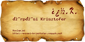Árpási Krisztofer névjegykártya